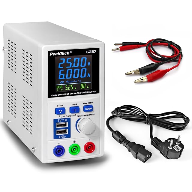 Alimentation de laboratoire à découpage PeakTech 6227 avec afficheur LCD