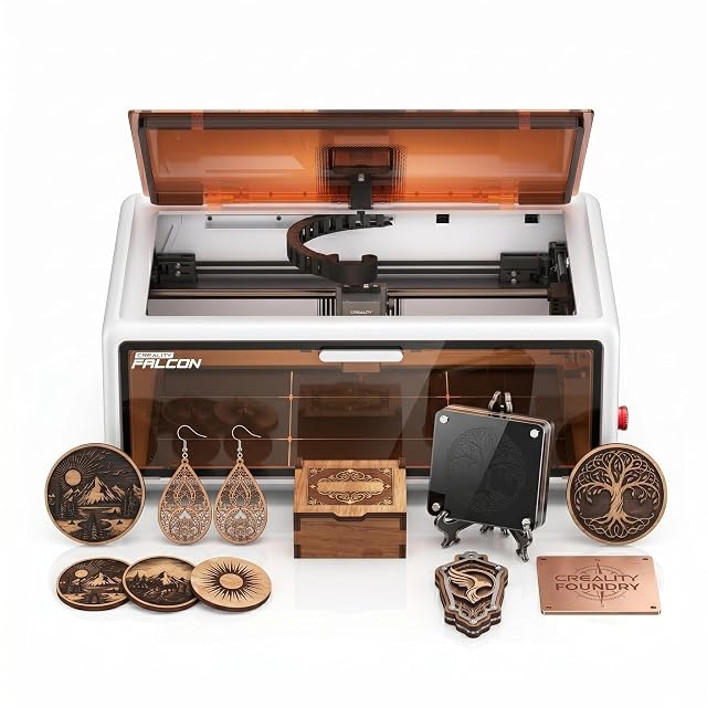 Graveur laser fermé blanc Creality Falcon A1 avec fenêtres teintées ambre