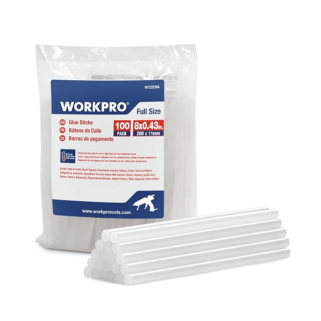 Sachet WORKPRO W133235A marqué full size, 100 pack, 200 × 11 mm, avec des bâtons translucides en vrac