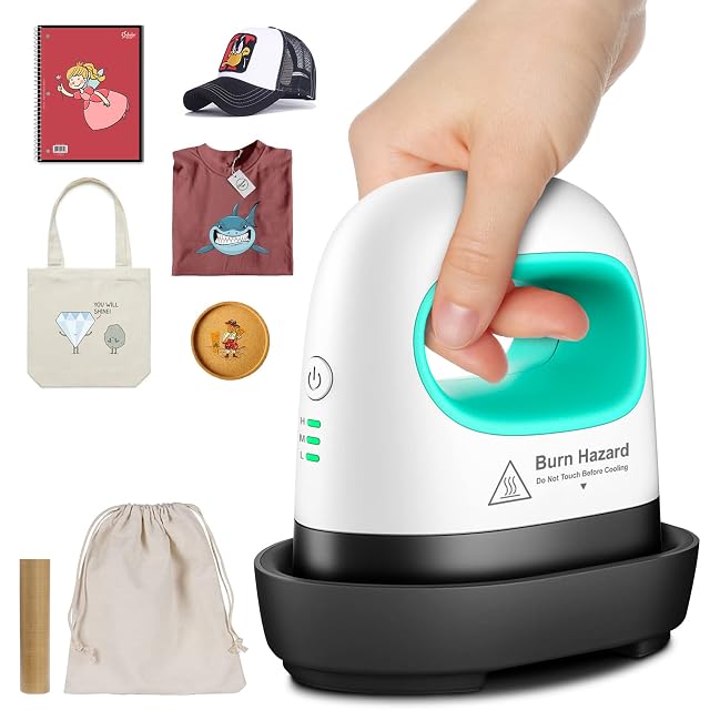 Mini presse à chaud Mefine verte et blanche avec son socle isolé