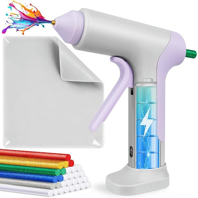 Pistolet à colle chaude sans fil BoriYa avec bâtons de colle et tapis en silicone