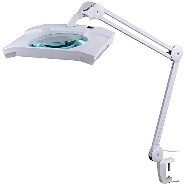 Lampe loupe blanche SEMPLIX avec grande lentille rectangulaire
