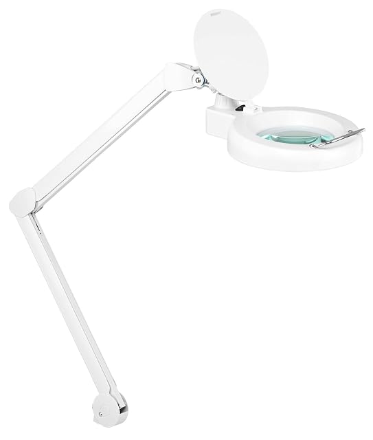 Lampe loupe blanche Showlite LL-6085D avec long bras articulé et cache de lentille