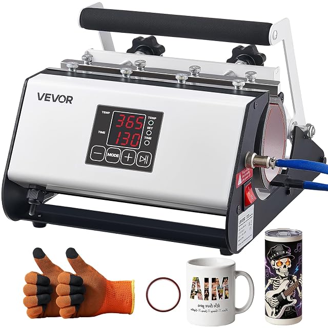 Presse à sublimation pour mug VEVOR blanche avec affichage numérique de la température et de la durée