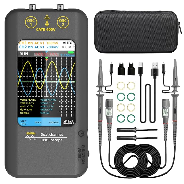 Oscilloscope portable à deux voies BSIDE O2 avec écran tactile