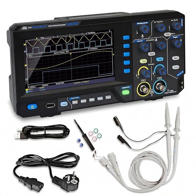 Oscilloscope numérique de table PeakTech P 1402 avec écran de 7 pouces