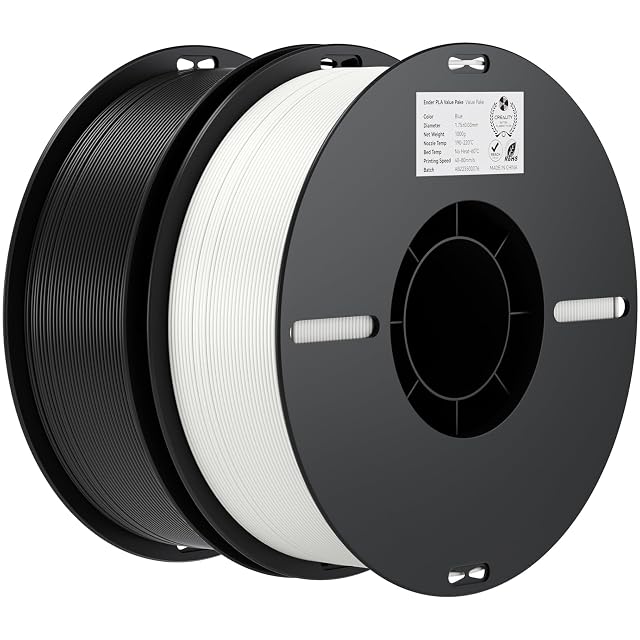 Deux bobines de filament Creality Ender PLA noire et blanche