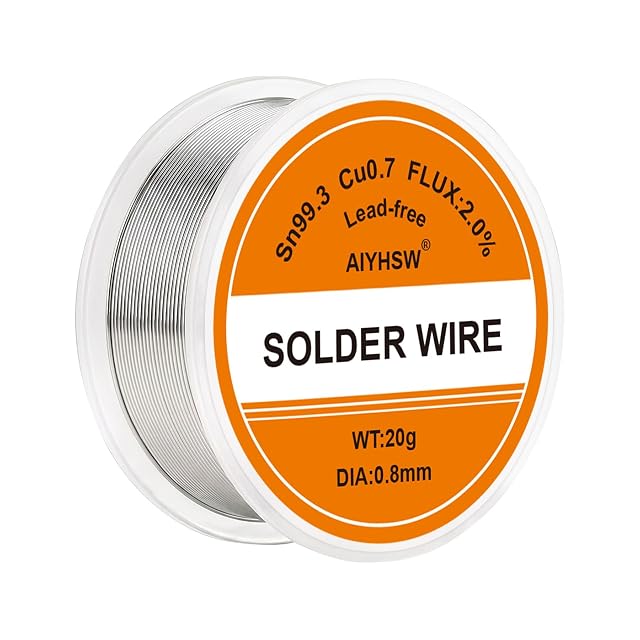 Bobine AIYHSW étiquetée Sn99.3 Cu0.7, flux 2,0 %, sans plomb, WT 20 g, DIA 0,8 mm