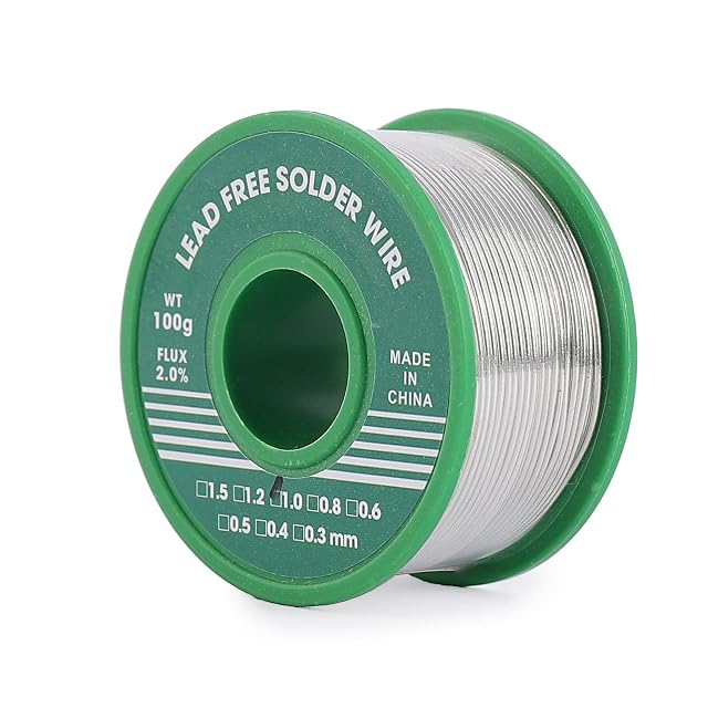 Bobine verte sans marque étiquetée fil à souder sans plomb, WT 100 g, flux 2,0 %, case 1,0 mm cochée