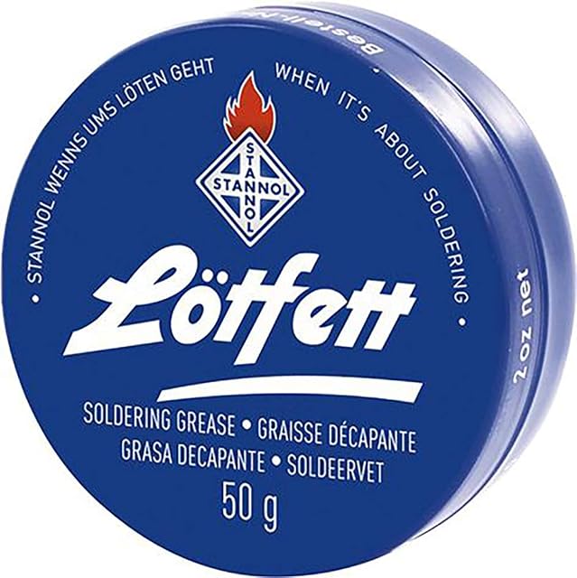 Boîte bleue Stannol Lötfett marquée graisse à braser, 50 g, 2 oz net