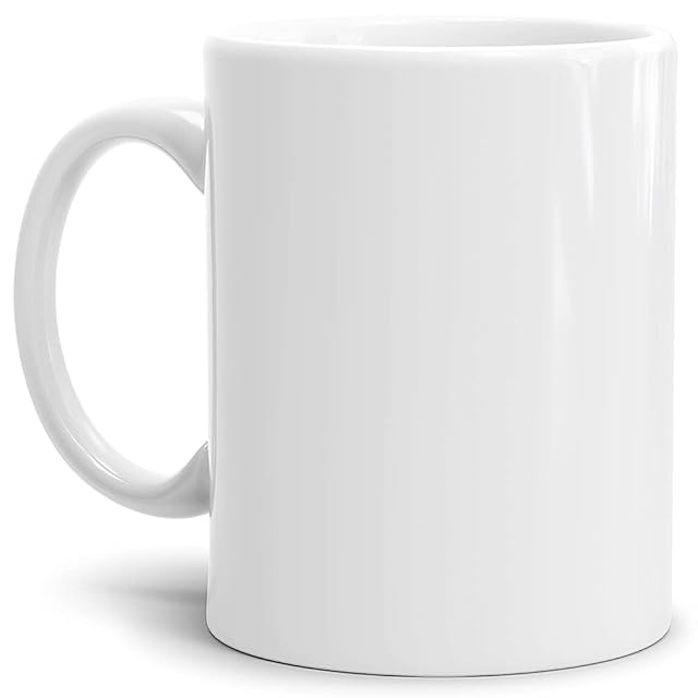Mug en céramique blanche uni à anse ronde