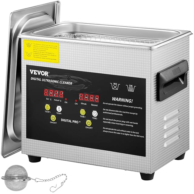 Nettoyeur à ultrasons VEVOR de 3 litres en inox avec panneau de commande numérique